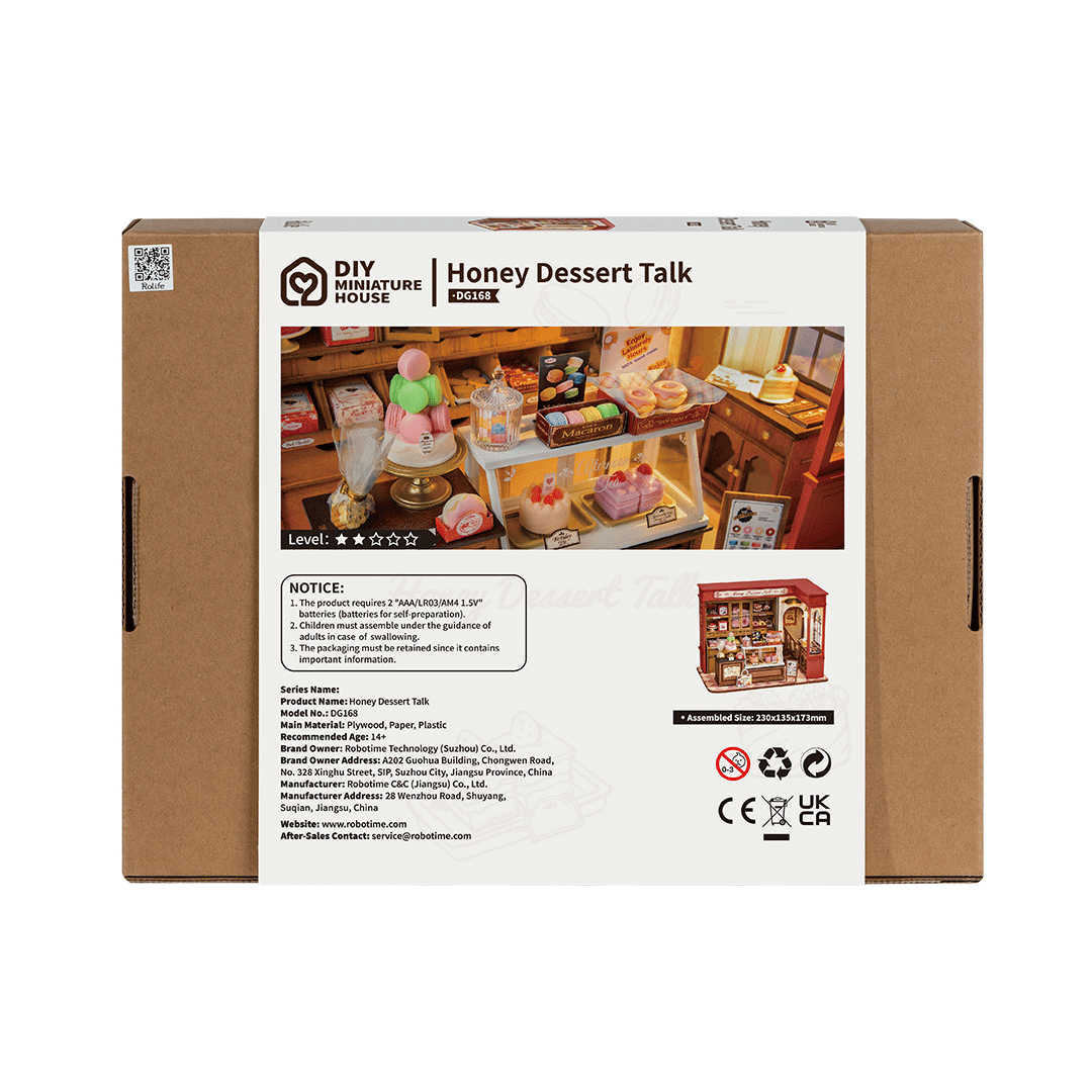Robotime, Diy Huisje, Honey Dessert Talk Met Led Verlichting, Dg168, 23X13,5X17,3Cm