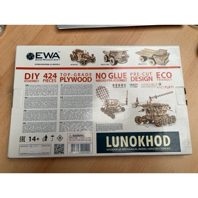 Eco Wood Art (Ewa) 3D Mechanische Puzzel Moonrover Wind-Up Lunokhod, 1492, 32X24X23Cm