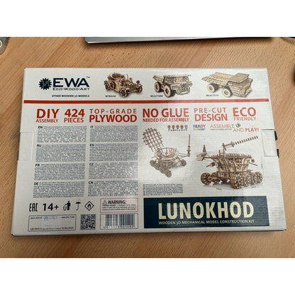 Eco Wood Art (Ewa) 3D Mechanische Puzzel Moonrover Wind-Up Lunokhod, 1492, 32X24X23Cm
