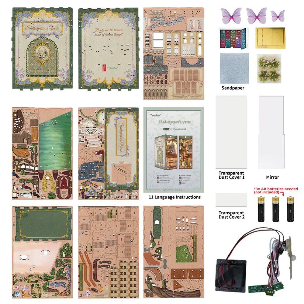 Tonecheer, Diy Book Nook, Shakespear's Verse Inclusief Dust-Cover, Tq129, 18X9,8X24,5Cm
