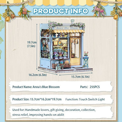 Cutebee, 3D Diy Huisje, Anna's Blue Blossom, Cwgc211, 15,7X16,2X19,7Cm