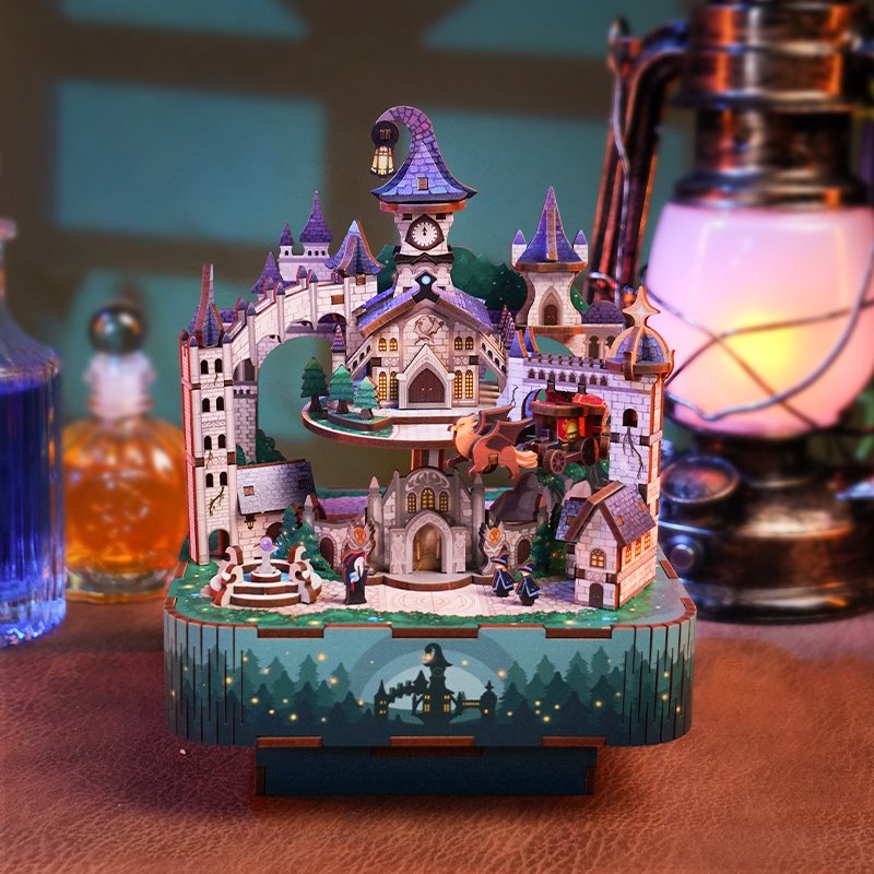Tonecheer, Muziekdoosje, Diy 3D Houten Puzzel, Magical Castle, Tq064, 14X14X18,6Cm