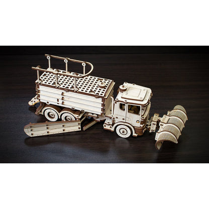 Eco Wood Art (Ewa) 3D Mechanische Houten Puzzel, Snowtruck, 402, 40X14,1X14,8Cm