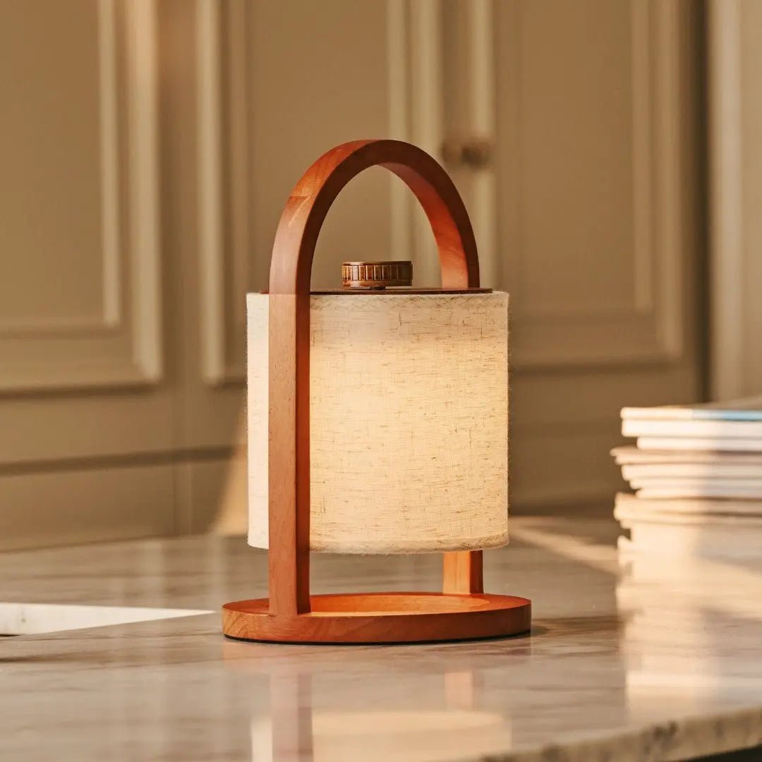 Rivierkastanjebruine Houten Oplaadbare Lamp