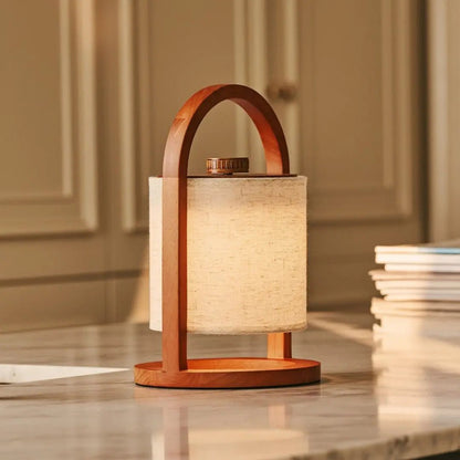 Rivierkastanjebruine Houten Oplaadbare Lamp