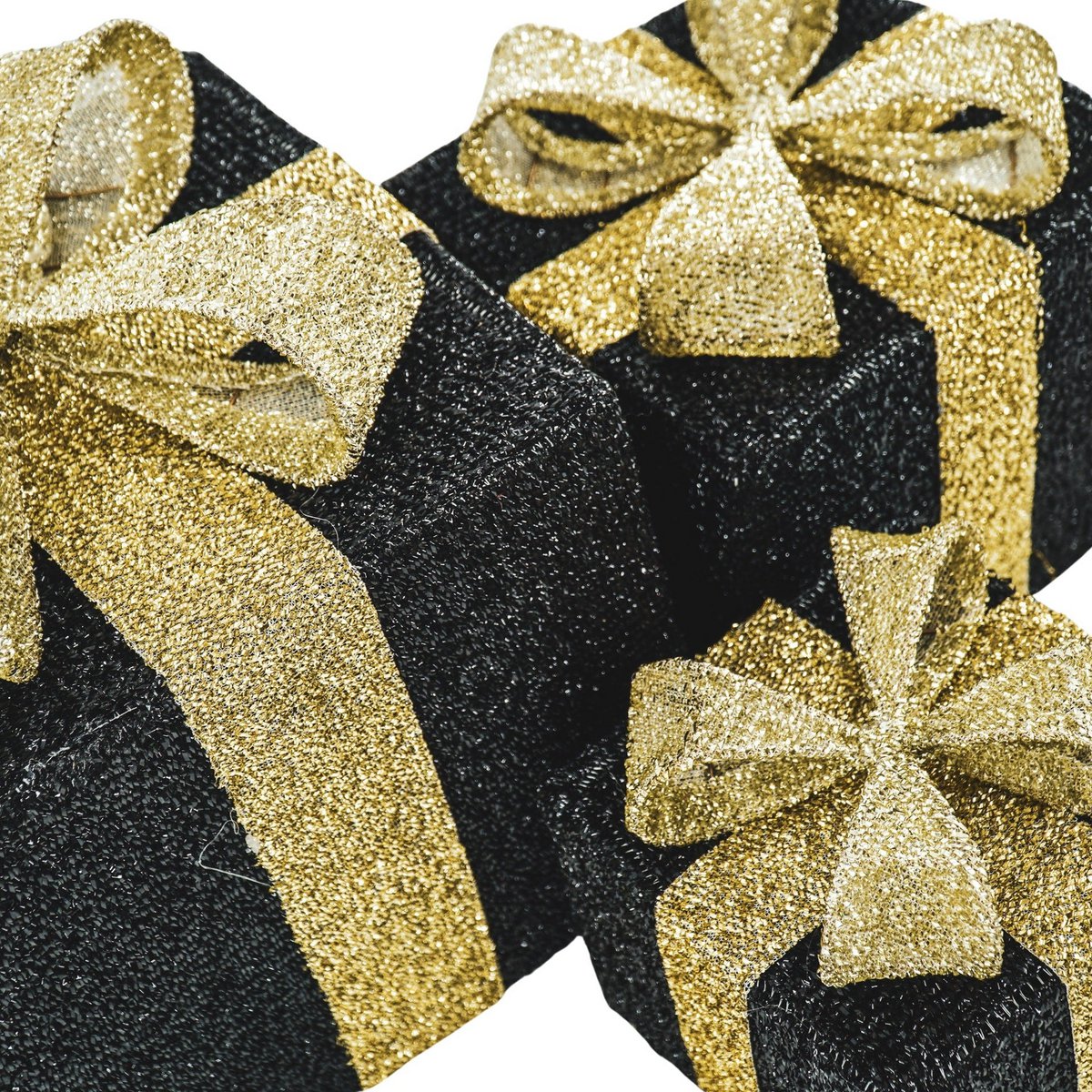 Led Xmas Gift - S3 - Polysenee - Zwart/Goud -15/20/25Cm