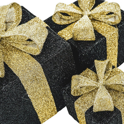 Led Xmas Gift - S3 - Polysenee - Zwart/Goud -15/20/25Cm