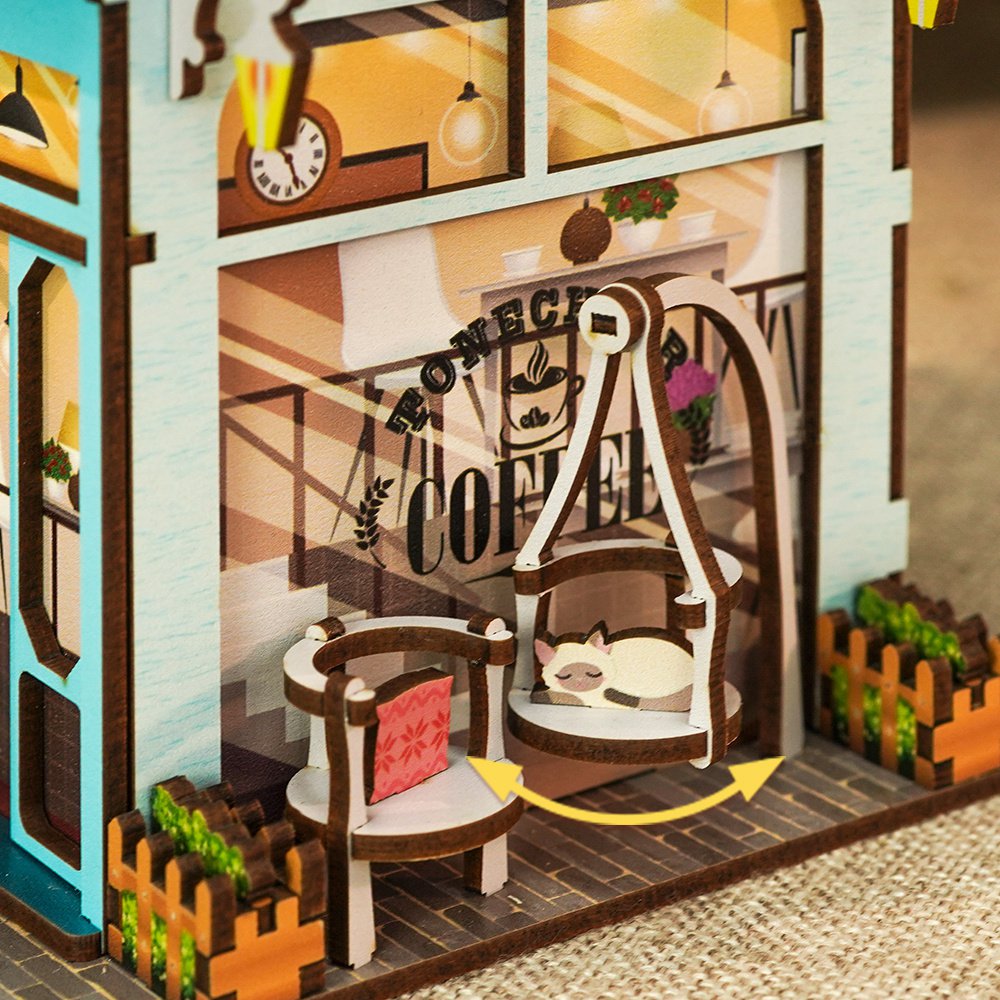 Tonecheer, Diy 3D Houten Puzzel, Desk Bin, Cape Coffee Shop, Tq181,15X14X23Cm