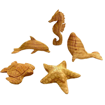 Sea Animals Hand Carved/5Pc