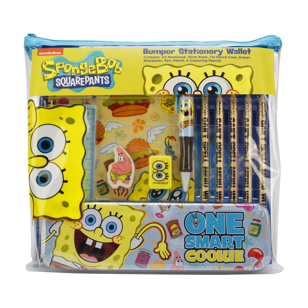 Spongebob Squarepants Schrijfset, 11-Delige Schrijfset Met Pennen, Gummen, Liniaal Enz., Ideaal Cadeau-Idee Voor Alle Spongebob-Fans