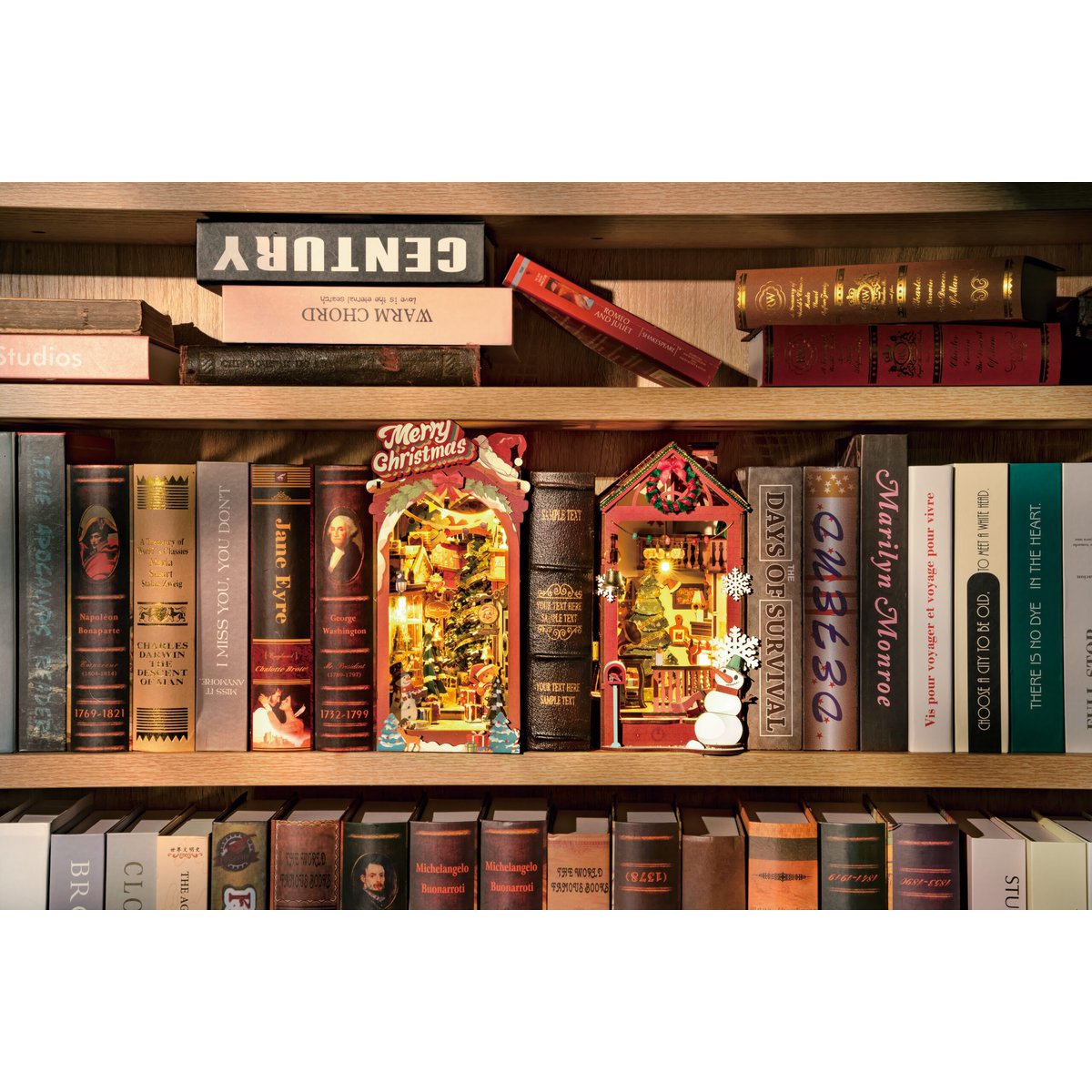 Robotime, Diy Book Nook Boekensteun Christmas Street, Tgc06, 19X12,6X25,5Cm