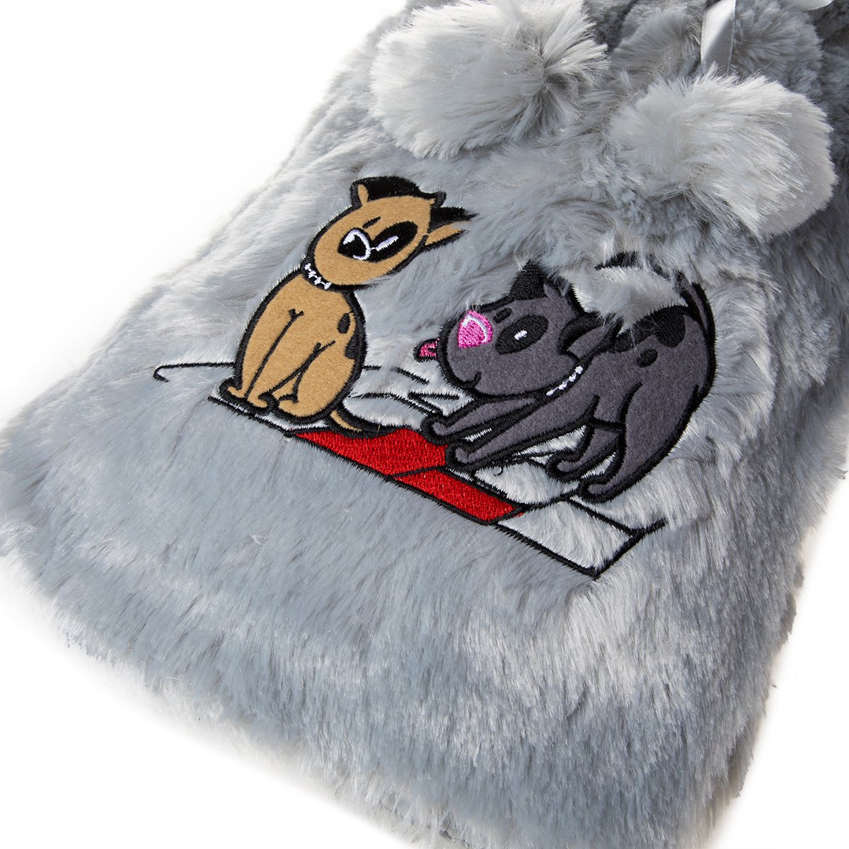 Biggdesign Dogs Grijze Warmwaterkruik Met Zachte Pluche Hoes 68 Oz