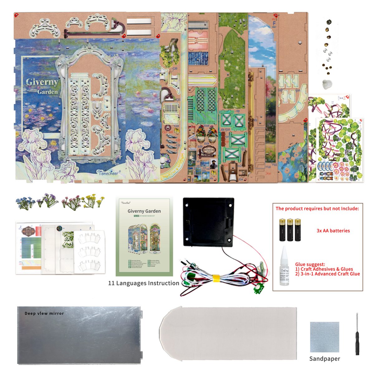 Tonecheer, Diy Book Nook, Giverny Garden, Tq138, 19,0X9,8X26,9Cm