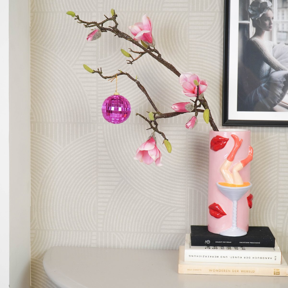 Kerstdecoratie - Kersthanger - Discobal - Foam - Roze - 8X8X8Cm