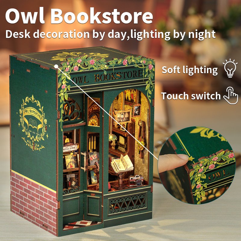 Cutebee, 3D Booknook, Owl Bookstore, Sd02B, 11,5X10X17Cm