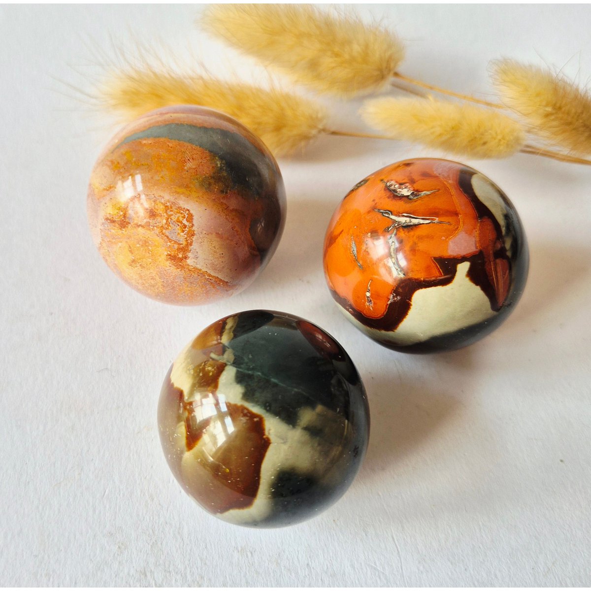 Ocean Jasper Polychroom Edelsteen Bol 40-50Mm – Rood Oranje Uniek Patroon