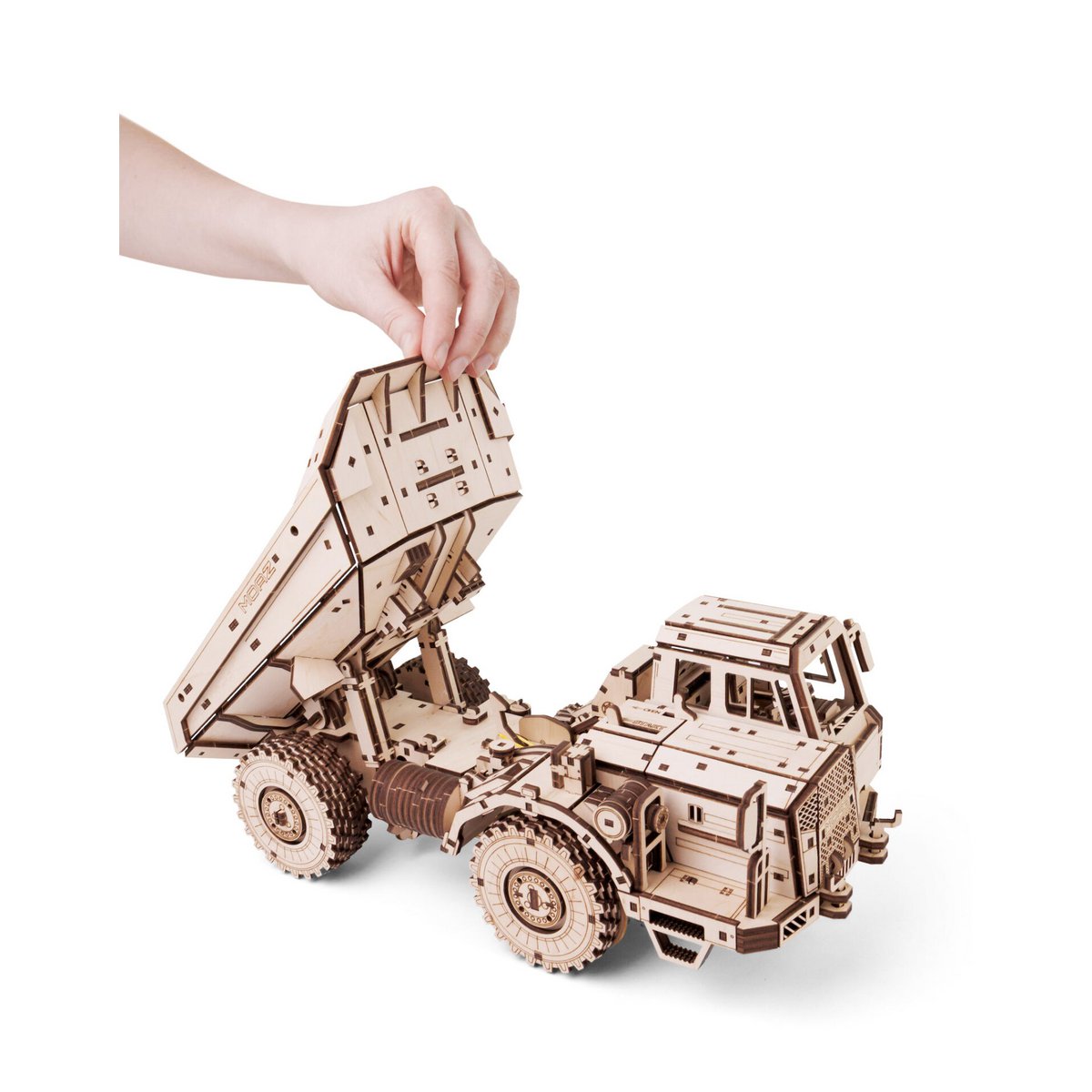 Eco Wood Art (Ewa) 3D Houten Bouwset, Dumptruck-Earthmover Moaz 75053, 4226, 33,6X15,4X14,9Cm