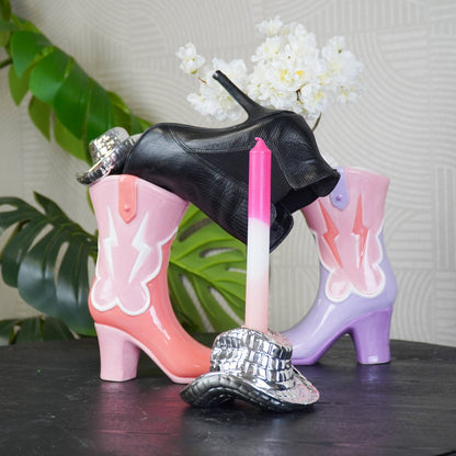 Bloemvaas- Boot Met Disco-Hoed Vase- Ceramics- Poze/ Orange-16,5X10.5X26,5Cm