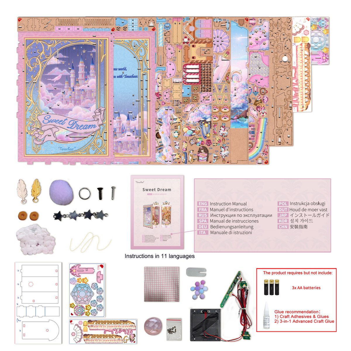Tonecheer, Diy Book Nook, Sweet Dream, Tq145, 10,5X18,7X28,4Cm