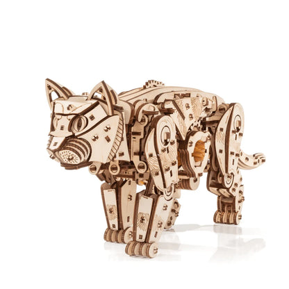 Eco Wood Art (Ewa) 3D Houten Puzzel Mechanische Wilde Kat/ Wild Cat, 2604, 47,6X11X18,9Cm