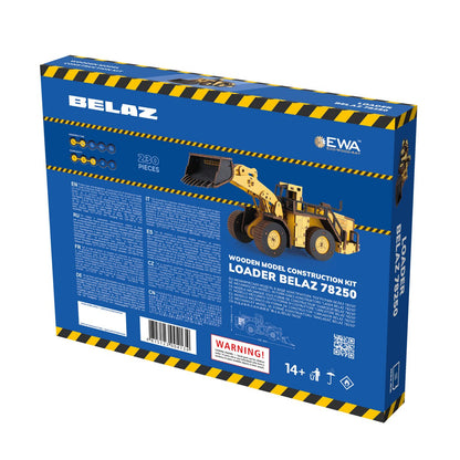 Eco Wood Art (Ewa) 3D Mechanische Houten Puzzel, Loader Belaz 78250, 4134, Kleur Geel, 32,1X10,3X11,6 Cm