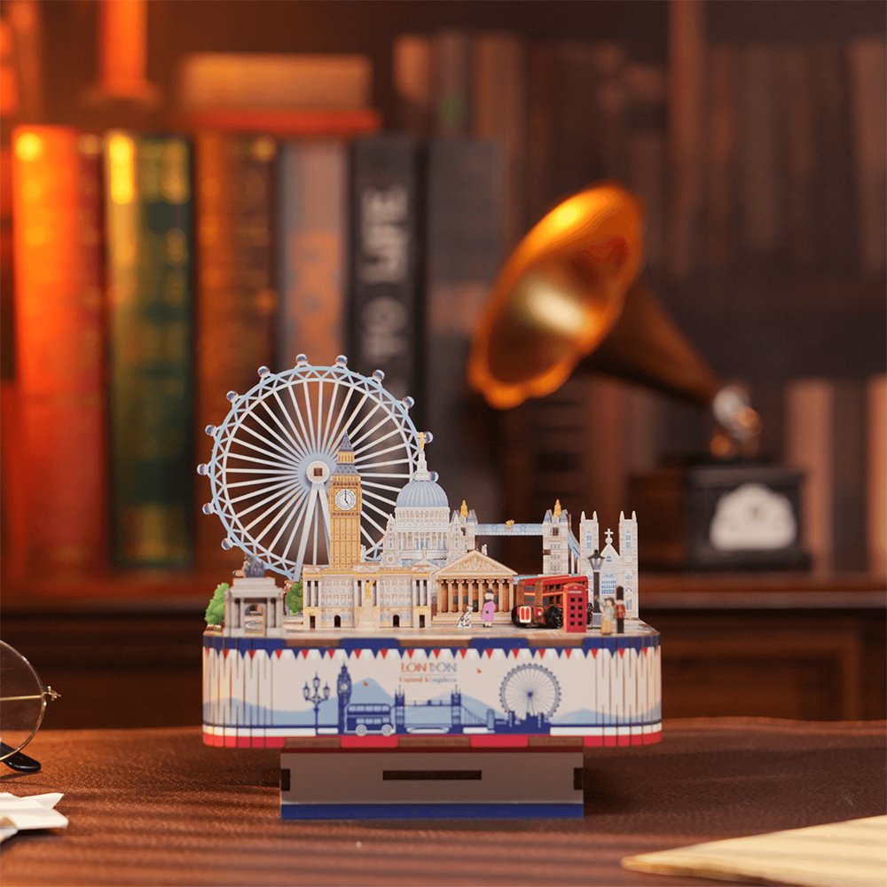 Tonecheer, Muziekdoosje, Diy 3D Houten Puzzel, London, Tq066, 14X14X14,5Cm