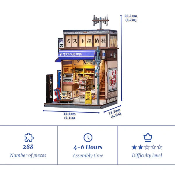 Cutebee, 3D Diy Huisje, Beika-Cho Convenience Store, Cwgc222, 15,5X13,7X22Cm