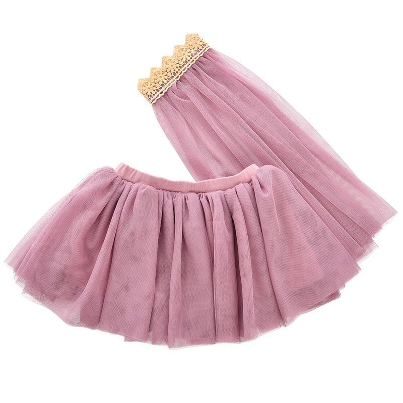 Tule Rok Met Sluier Voor De Pop Paars/Roze 45Cm