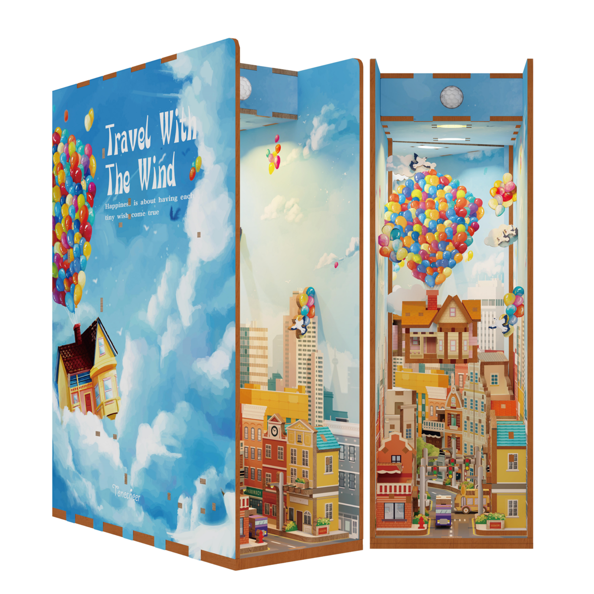 Tonecheer, Diy Book Nook, Travel With The Wind Bookend, Tq126, 18,2X8X24,5Cm