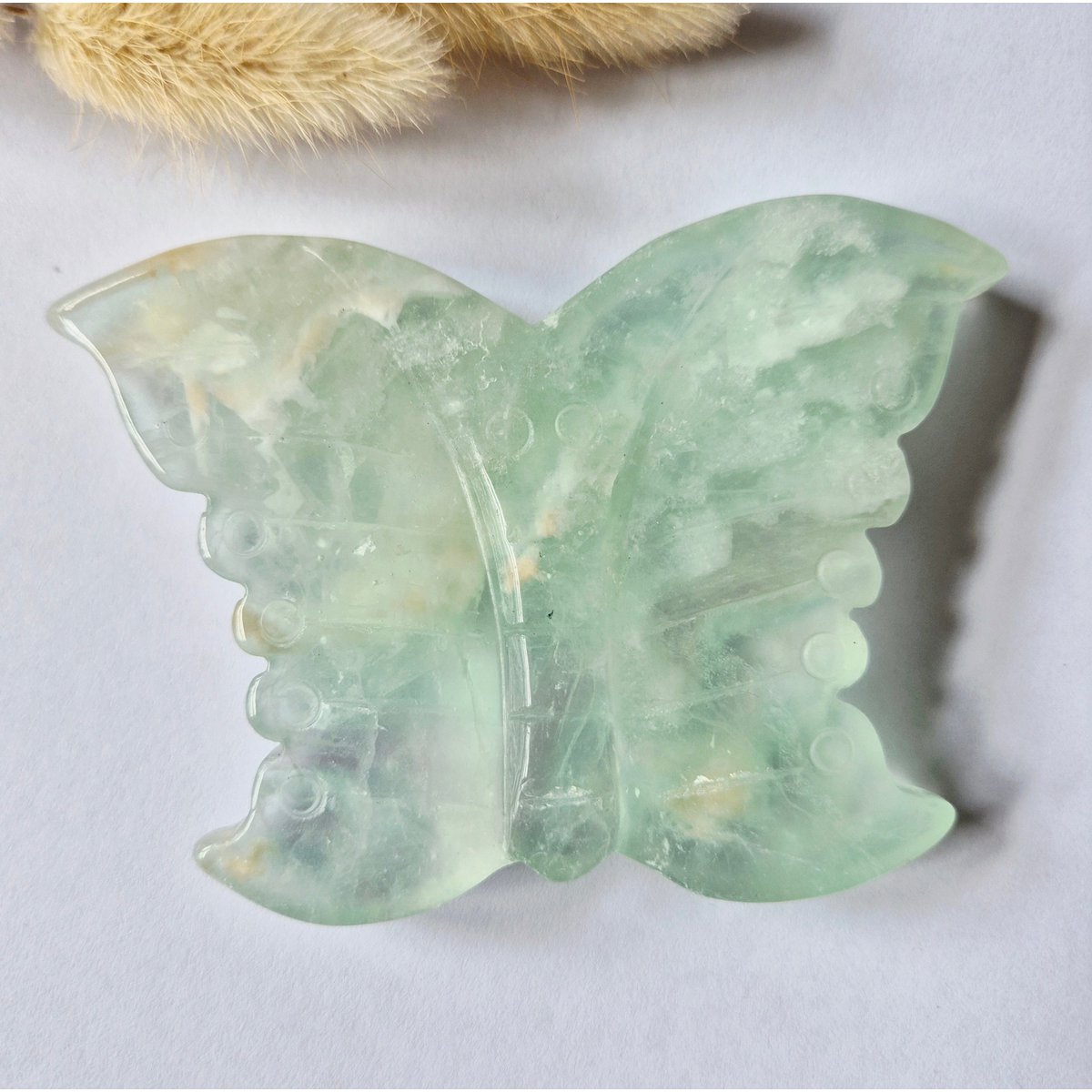 Fluoriet Vlinder Carving – 10 Cm Edelsteen #16