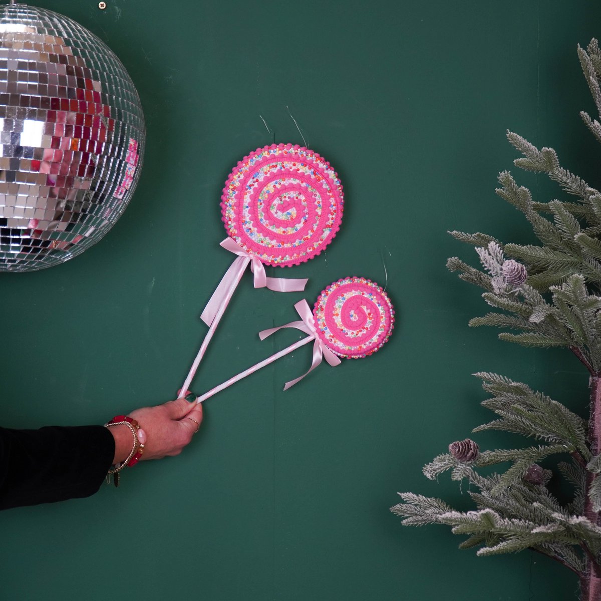 Kerstdecoratie - Lolly Pop - Foam - Roze/Geel - 10X29Cm