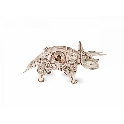 Eco Wood Art (Ewa) 3D Mechanische Houten Puzzel, Triceratops, 570, 32X16X10,5Cm