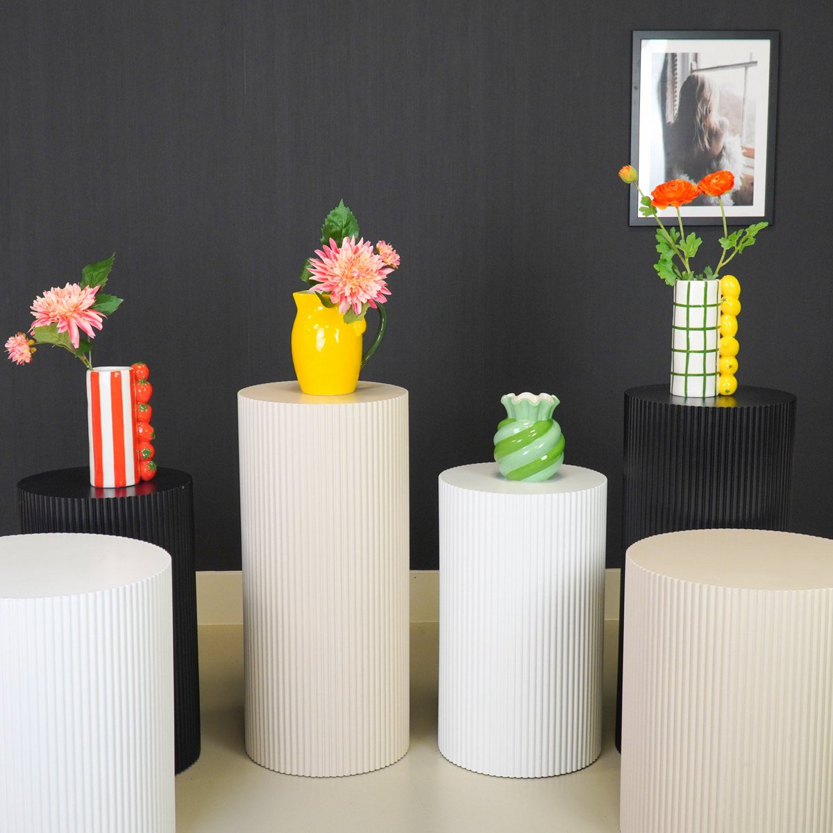 Bijzettafel / Pilaarcilinder - Mdf - Zand - 30X54Cm