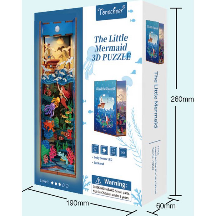 Tonecheer, Diy Book Nook, The Little Mermaid Bookend, Tq112, 18,2X8X24,5Cm