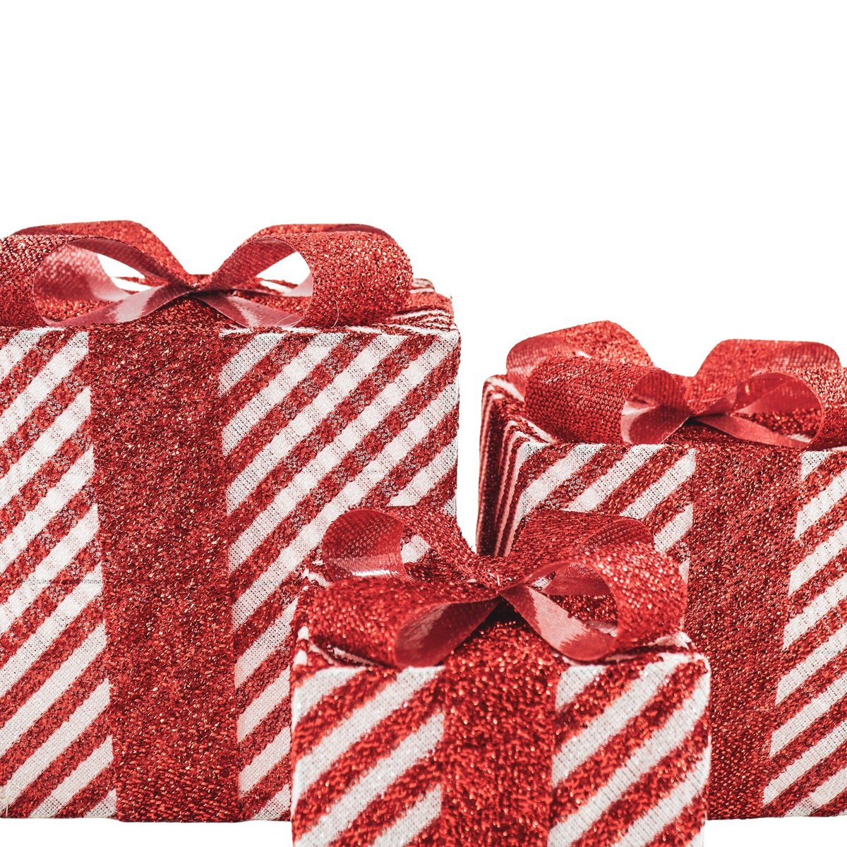 Led Xmas Gift - S3 - Polysenee - Rood/White -15/20/25Cm