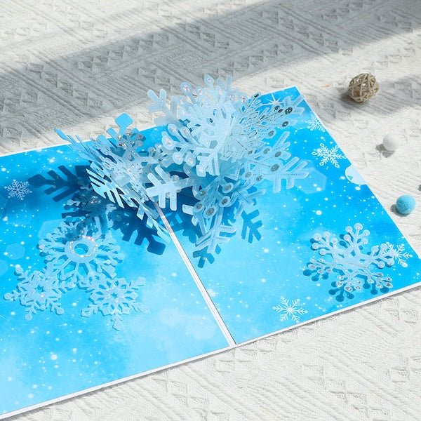 3D -Kerstkaart - Sprankelend Sneeuwvlokontwerp