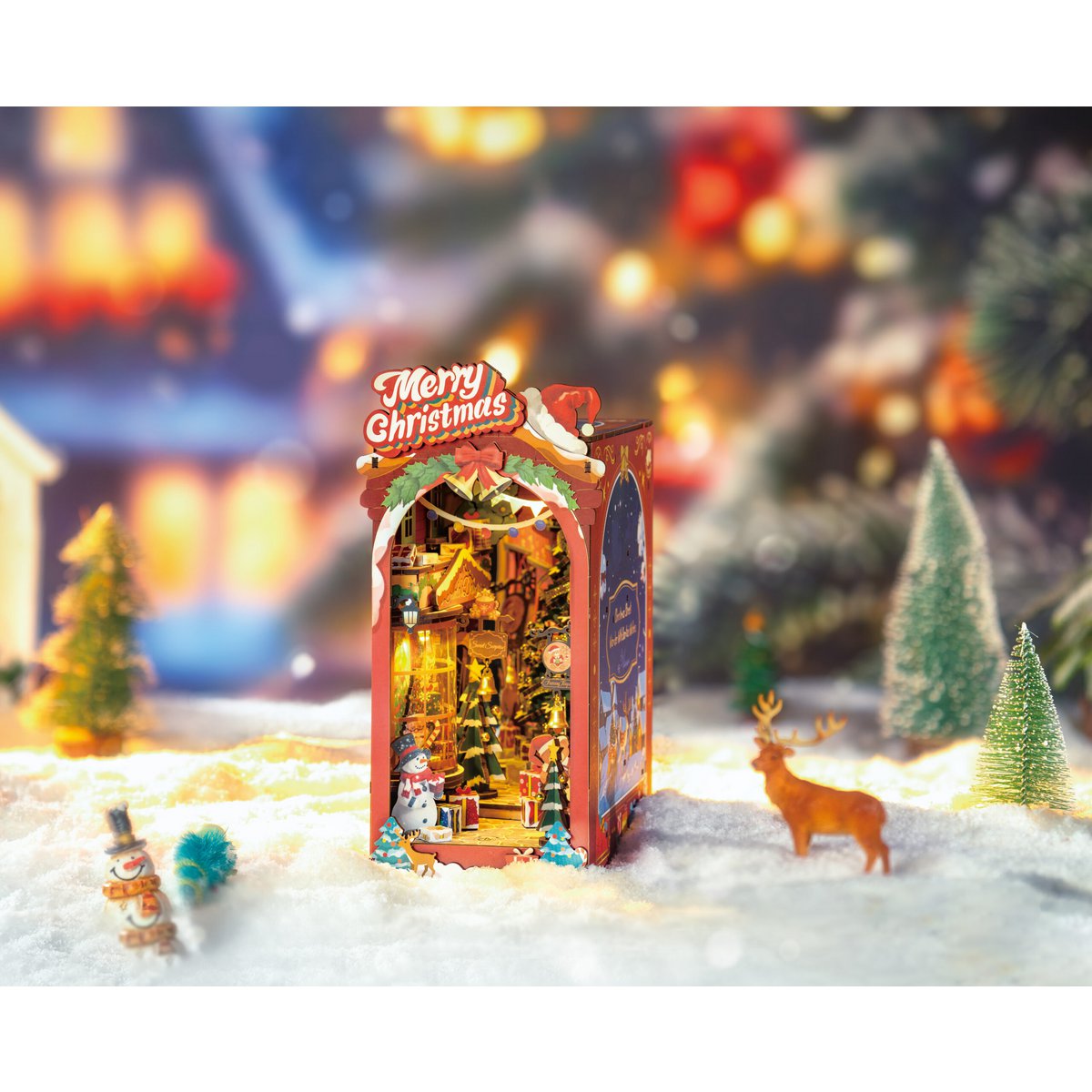 Robotime, Diy Book Nook Boekensteun Christmas Street, Tgc06, 19X12,6X25,5Cm