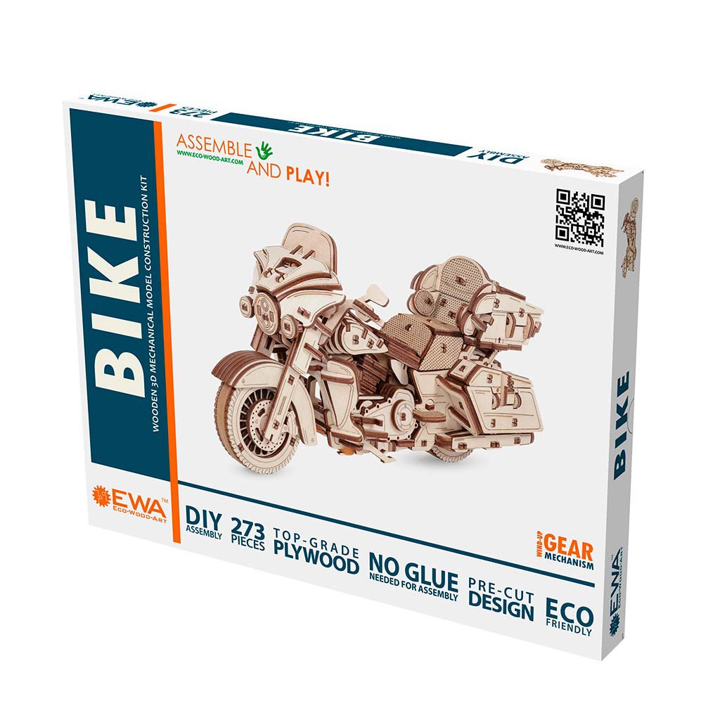 Eco Wood Art (Ewa) 3D Mechanische Houten Puzzel Bike, 3007, 22,6X8,4X12,3Cm