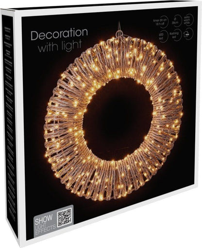 Verlichte Kerstkrans - 38 Cm - 400 Led