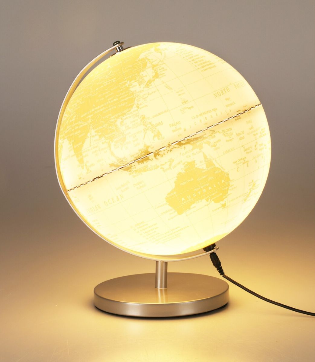 Wereldbol Met Licht - Usb - 31Cm - Wit