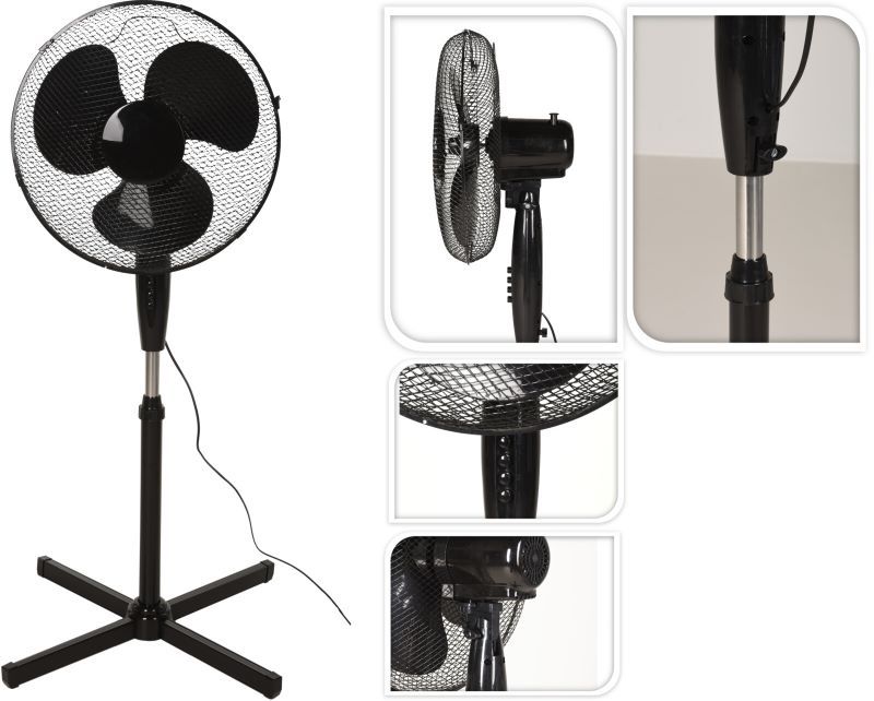 Excellent Electrics Staande Ventilator - 40Cm - 45W - 3 Snelheden - Zwart