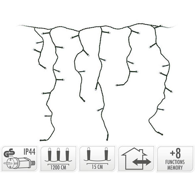 Ijspegel Verlichting - 360 Led - 12 Meter - Warm Wit - 8 Lichtfuncties + Geheugen
