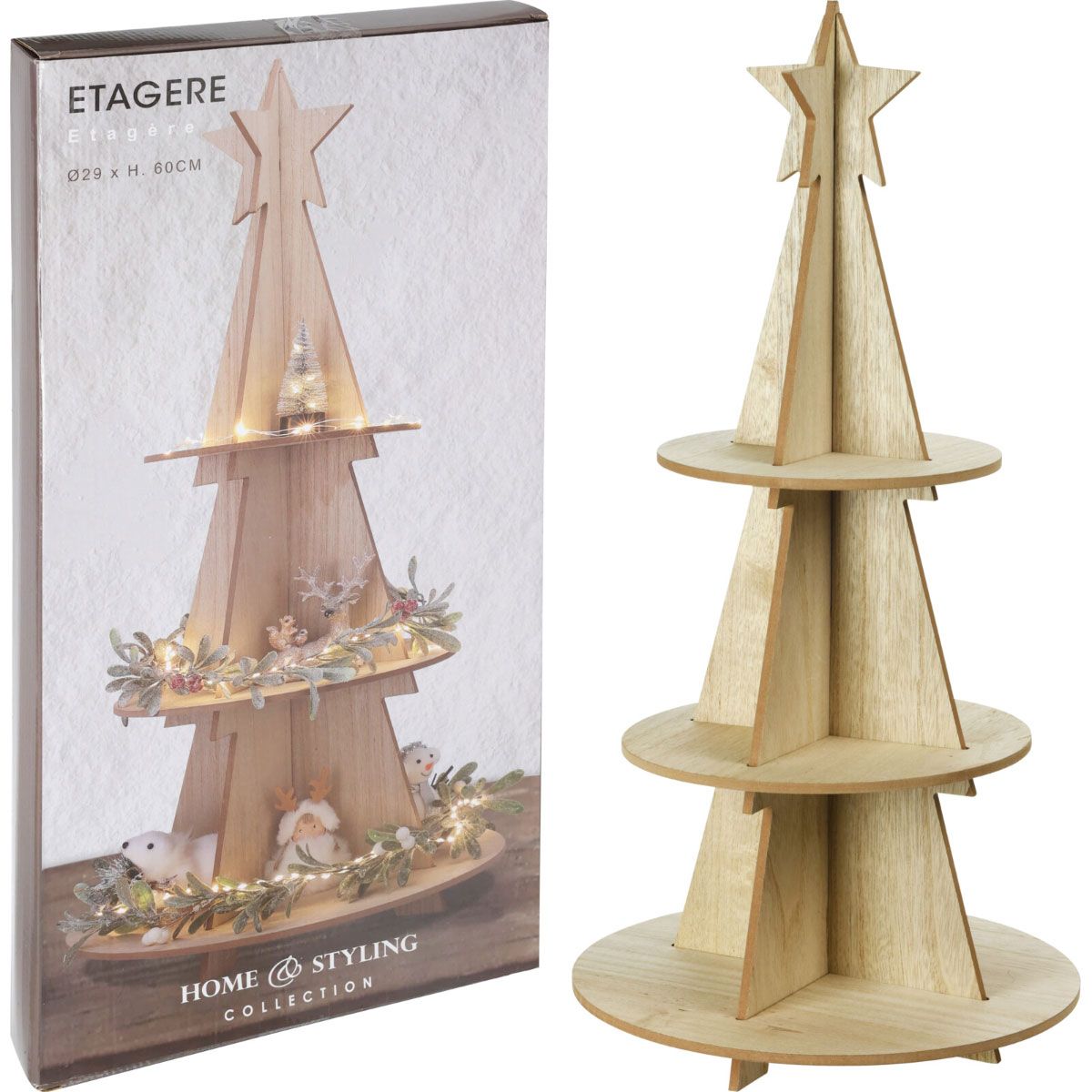 Kerst Etagere Hout - 60 Cm