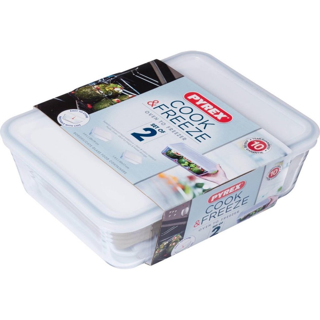 Pyrex Cook &Amp; Freeze Classic Glazen Ovenschalen 1.5+2.6L Transparant