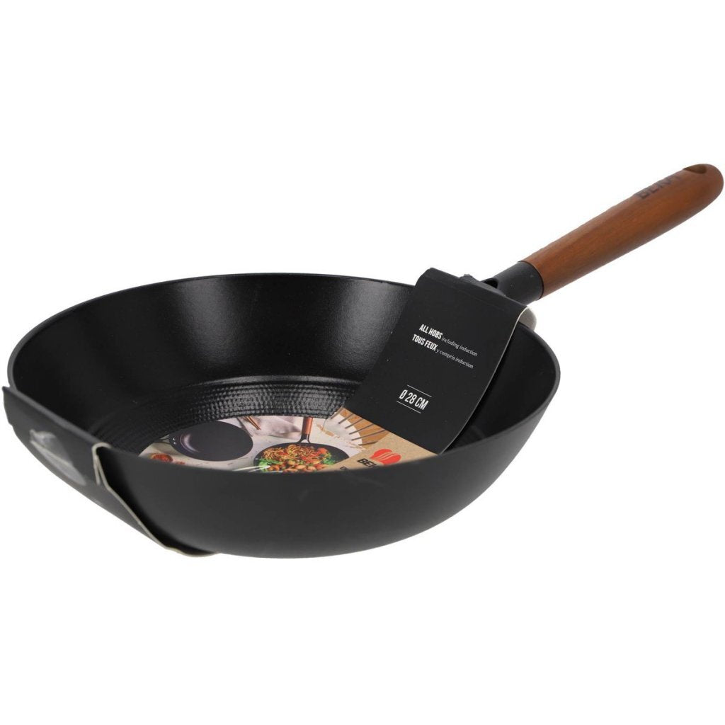 Beka Mandala Wokpan Met Houten Staal 28 Cm Zwart