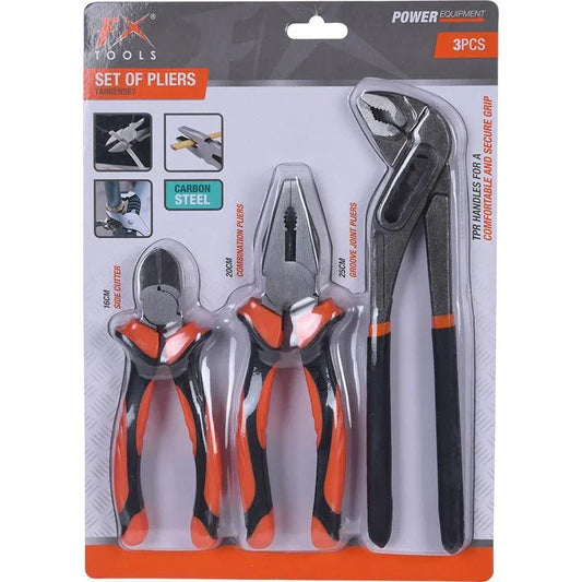 Fx Tools Fxtools Tangenset - 3-Delig - Zijsnijtang - Combinatietang - Waterpomptang