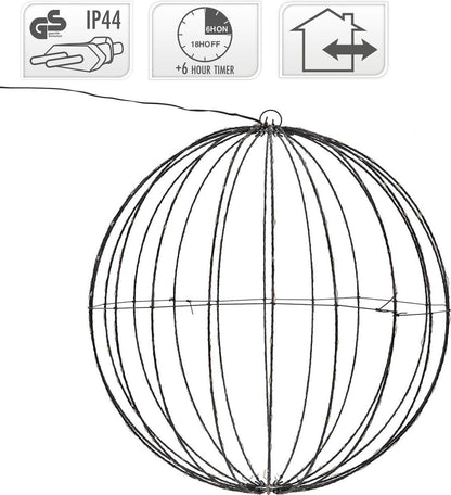 Lichtbol 240 Led - Metaal - 40 Cm - Kerstverlichting - Met Timer - Extra Warm Wit