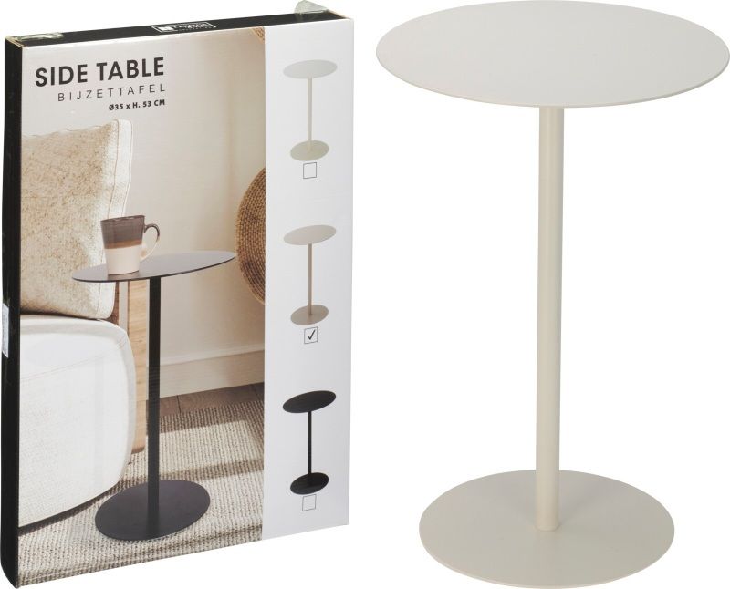 Bijzettafel - Rond - Wit - 35X53 Cm