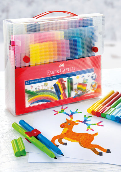 Faber Castell Fc-155579 Uitwasbare Connector Stiften Koffer 80 Stuks