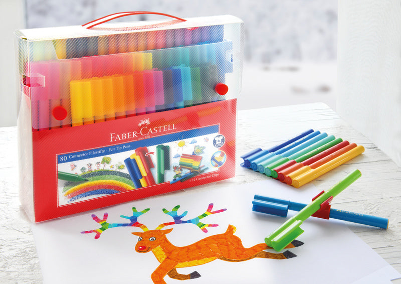 Faber Castell Fc-155579 Uitwasbare Connector Stiften Koffer 80 Stuks